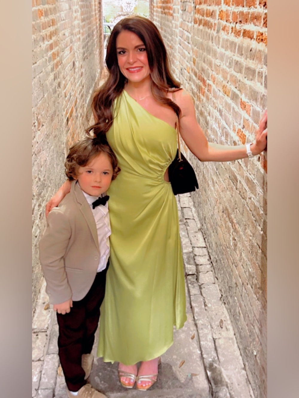 Gianni Bini Lime Green One-Shoulder Evening Gown